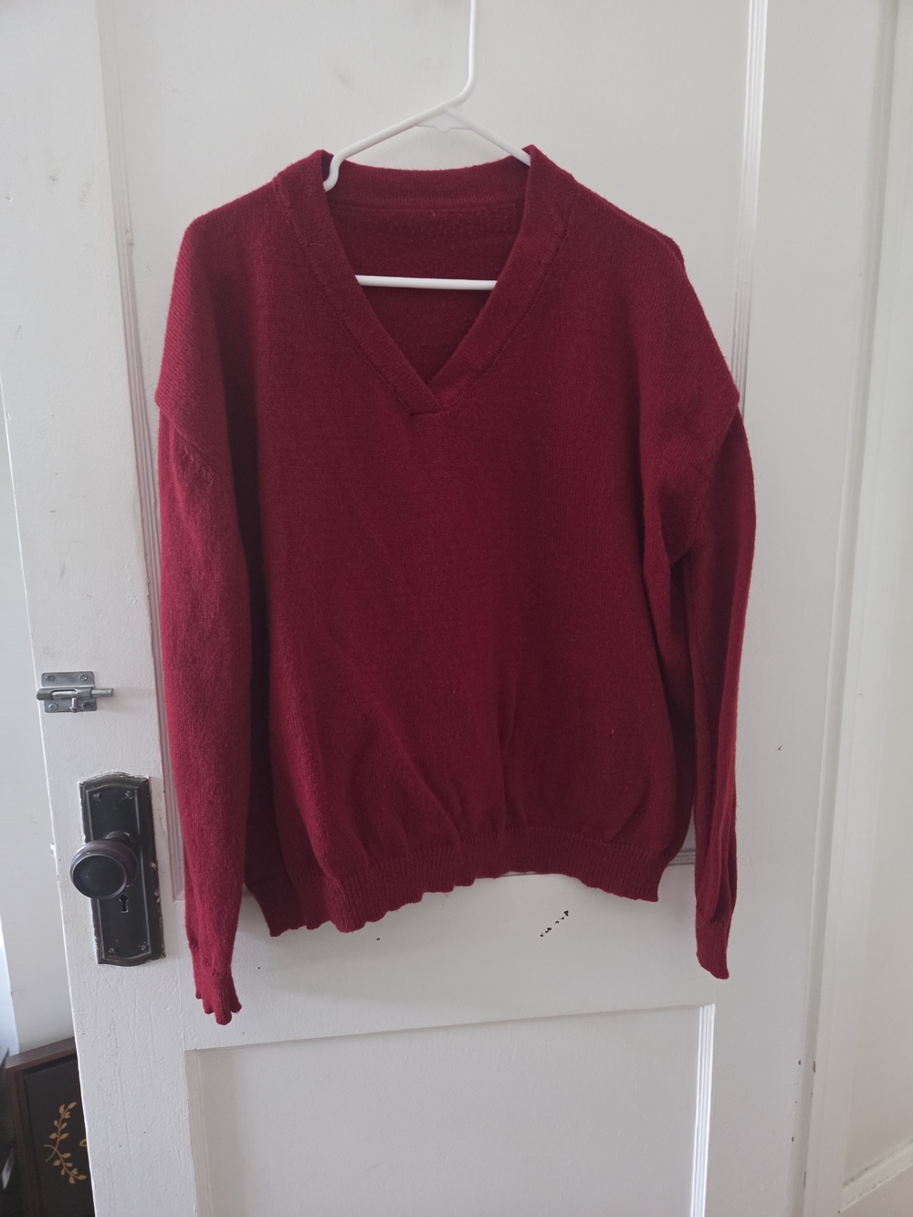Classic V-Neck Women's Sweater - Red
